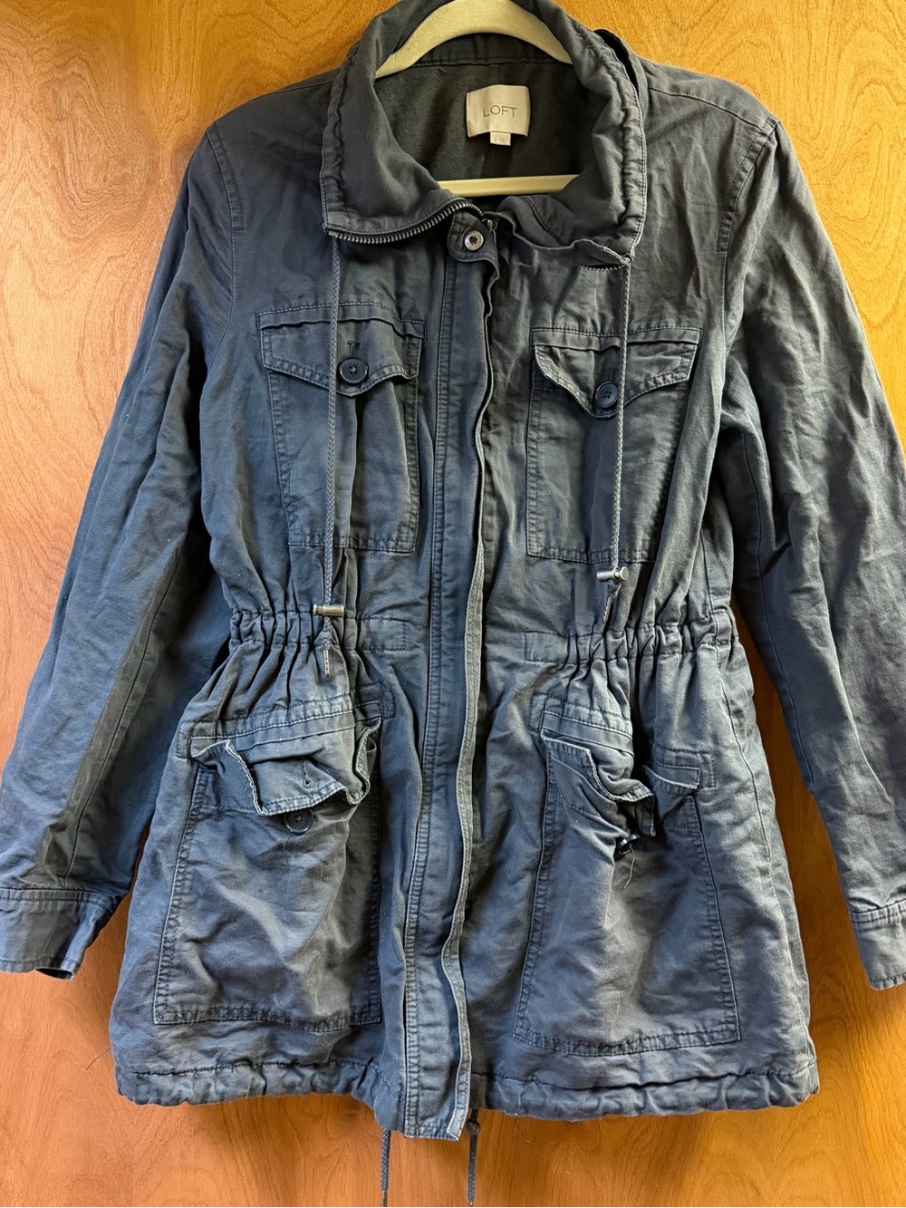 Loft Military Style Jacket Women's Size Medium Full Zip Gray …No Hood